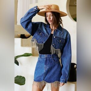 018. RHINESTONE SCALLOPED DENIM JACKET